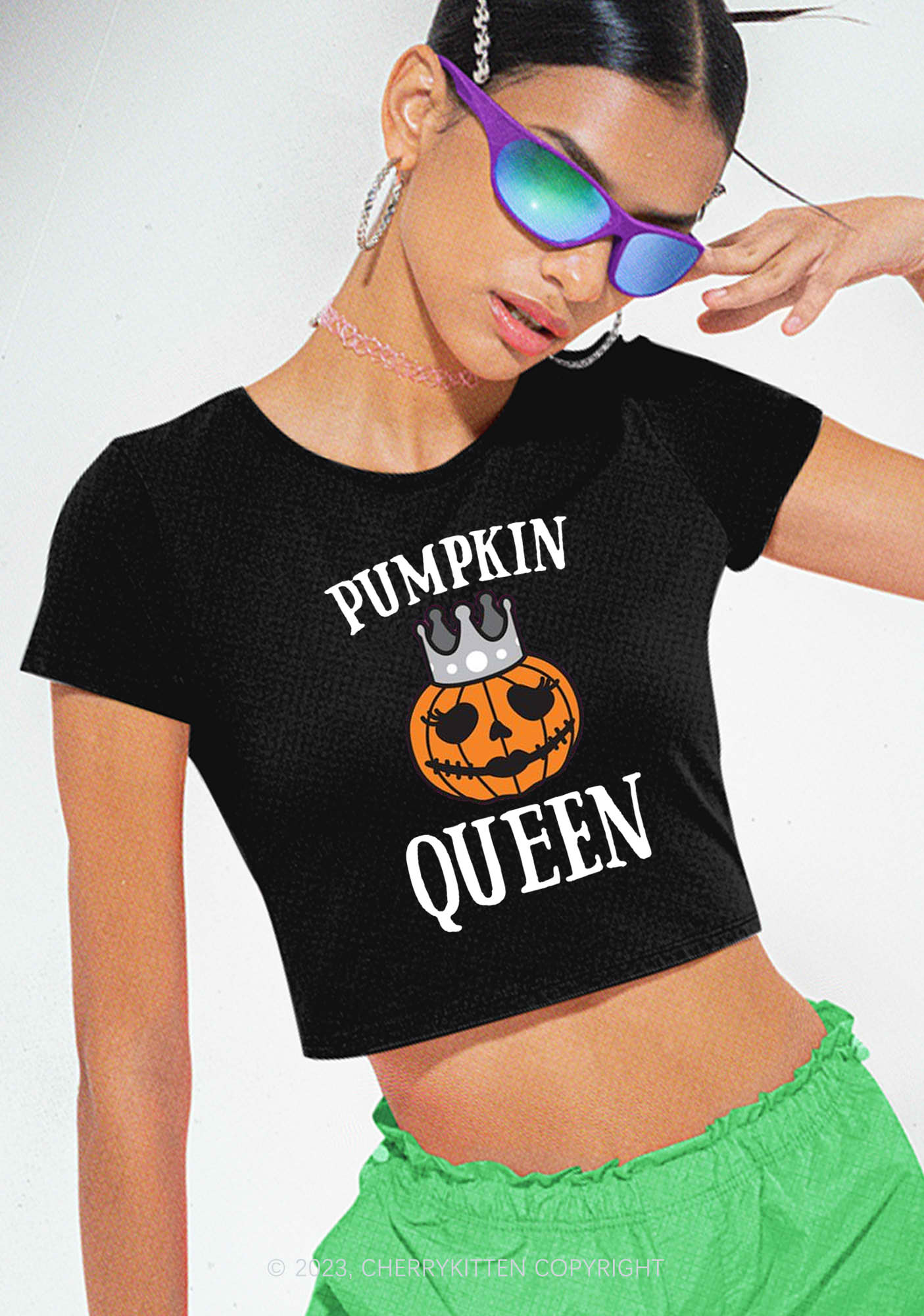 Pumpkin Queen Halloween Baby Tee Cherrykitten