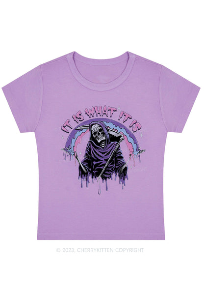It Is What It Is Skeleton Halloween Baby Tee Cherrykitten