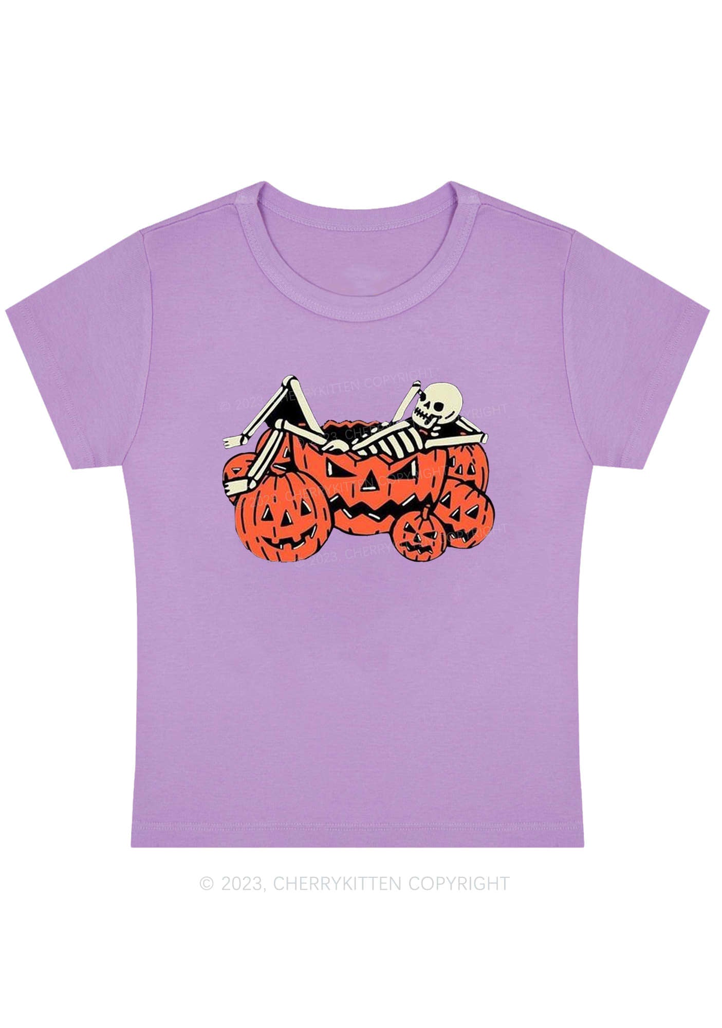 Lying Skeleton Pumpkins Halloween Baby Tee Cherrykitten