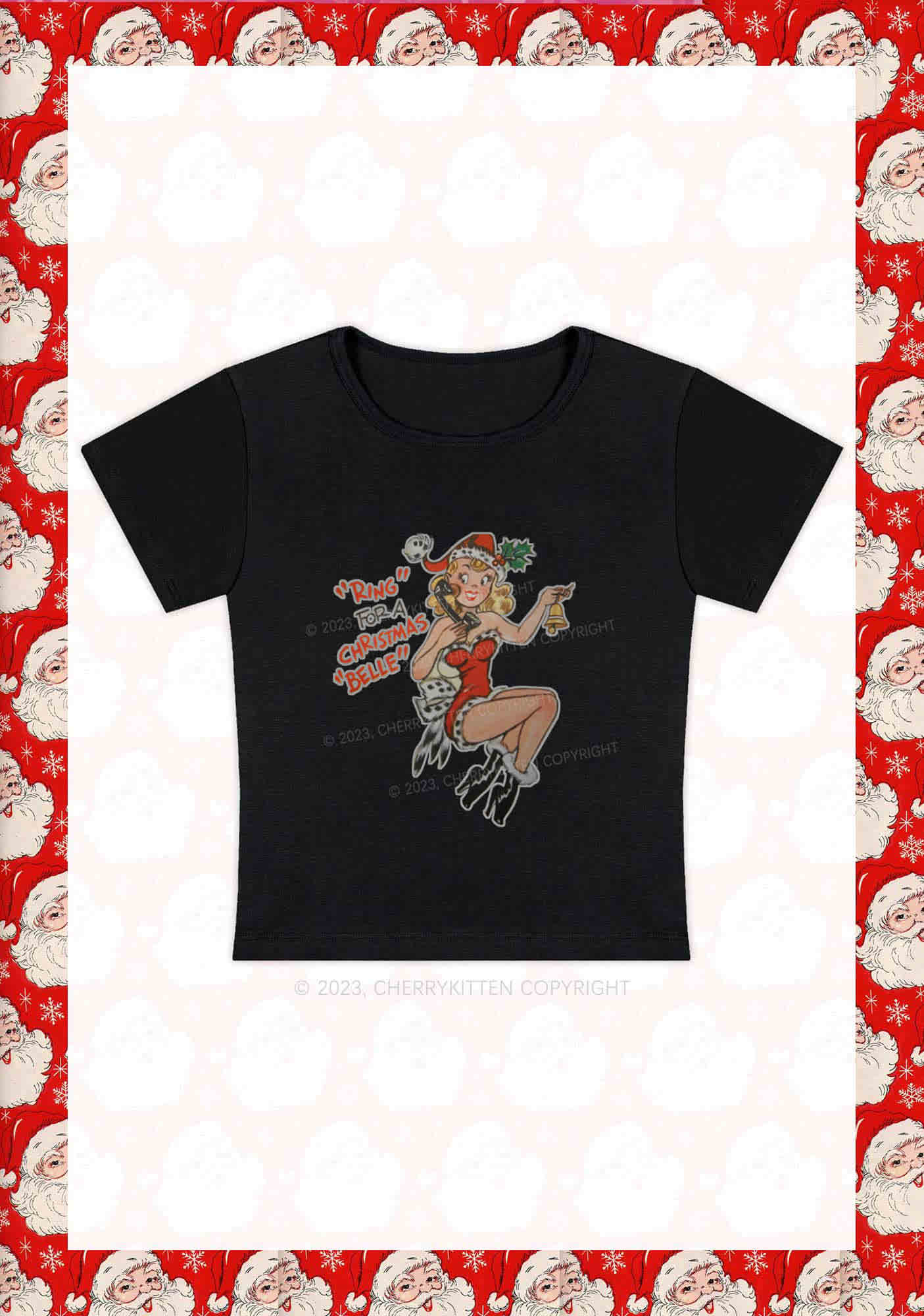Ring For A Christmas Belle Y2K Baby Tee Cherrykitten