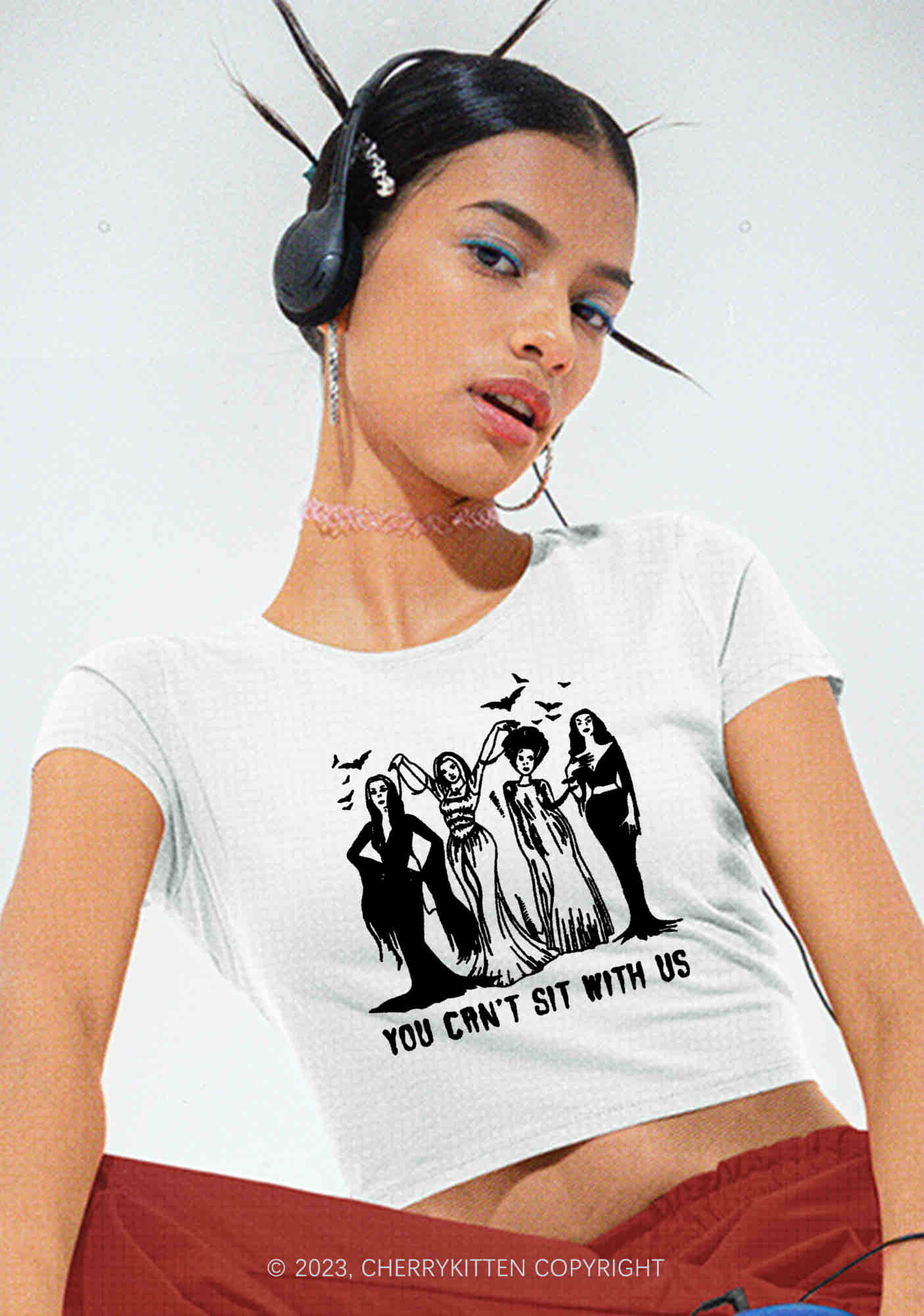 You Can't Sit With Us Halloween Baby Tee Cherrykitten