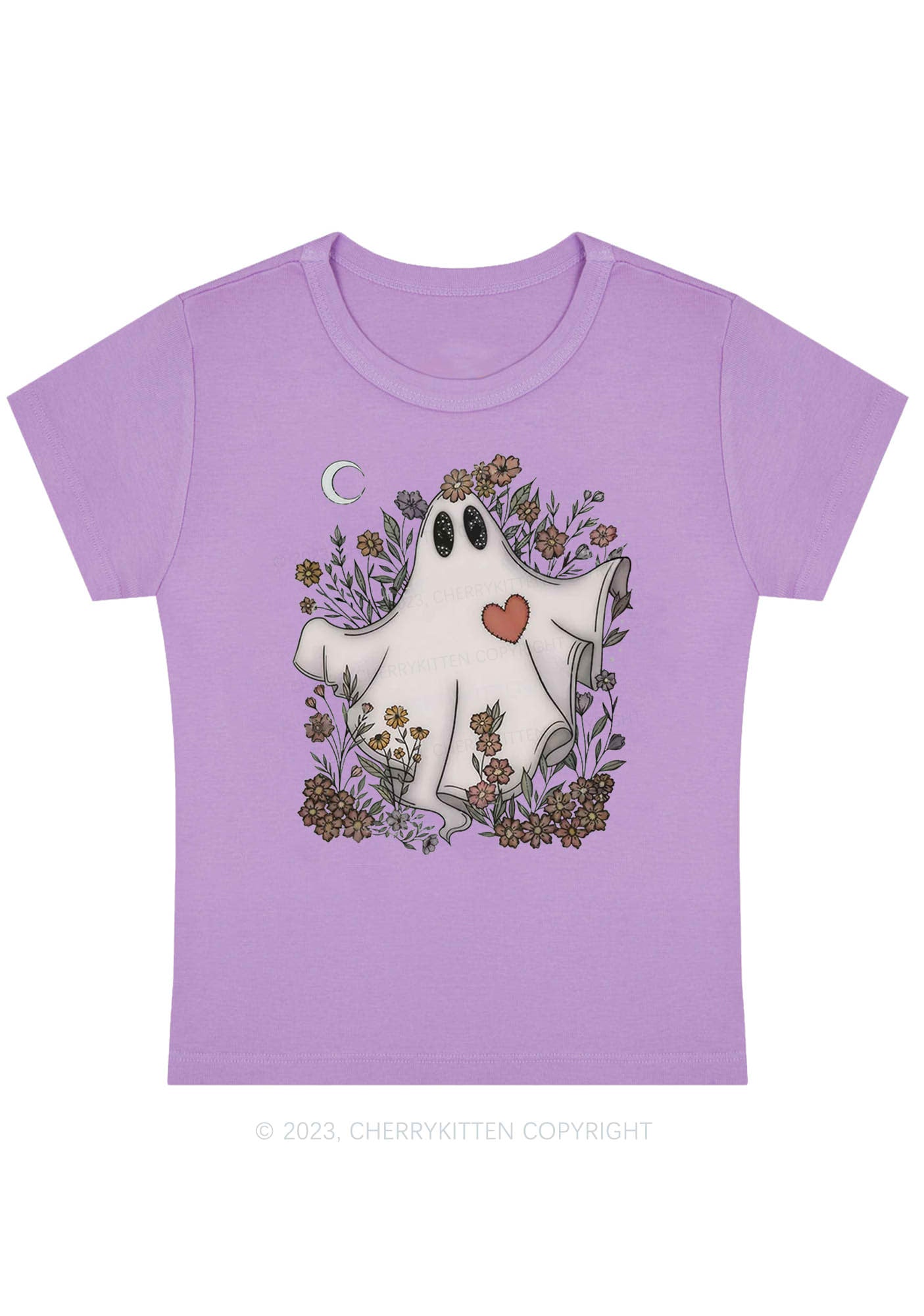 Floral Ghost Halloween Baby Tee Cherrykitten