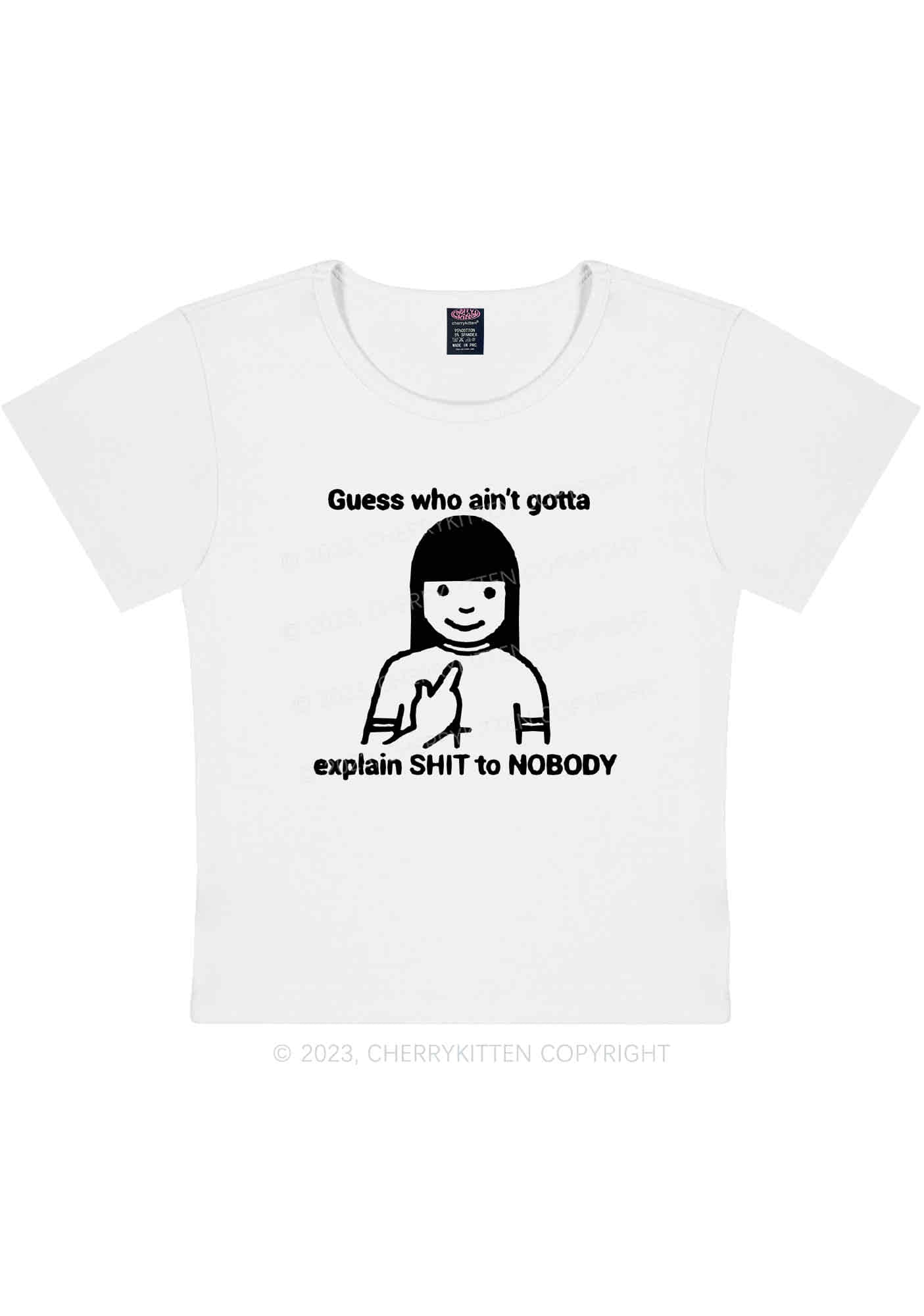 Curvy Who Explain Shxt To Nobody Y2K Baby Tee Cherrykitten