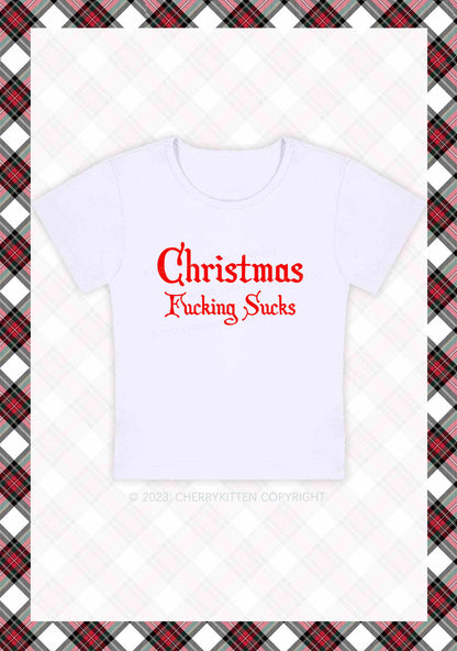 Christmas Sucks Y2K Baby Tee Cherrykitten