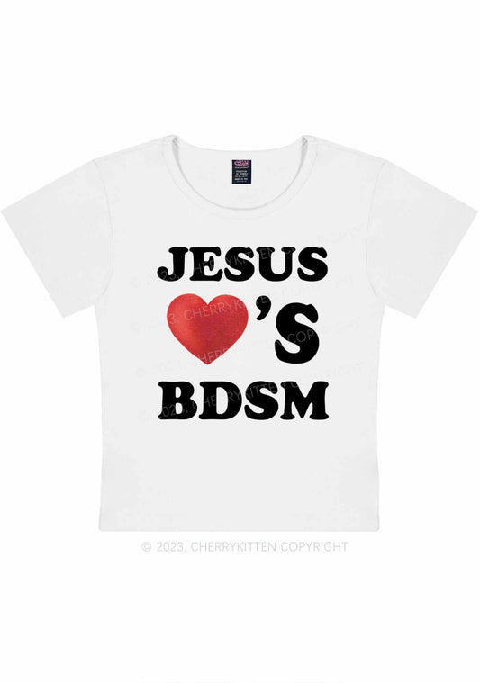 Jesus Loves BDSM Y2K Baby Tee Cherrykitten