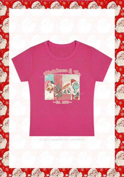 Retro Pink Santa Christmas Y2K Baby Tee Cherrykitten