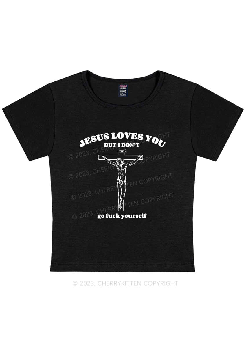 Jesus Loves You Y2K Baby Tee Cherrykitten