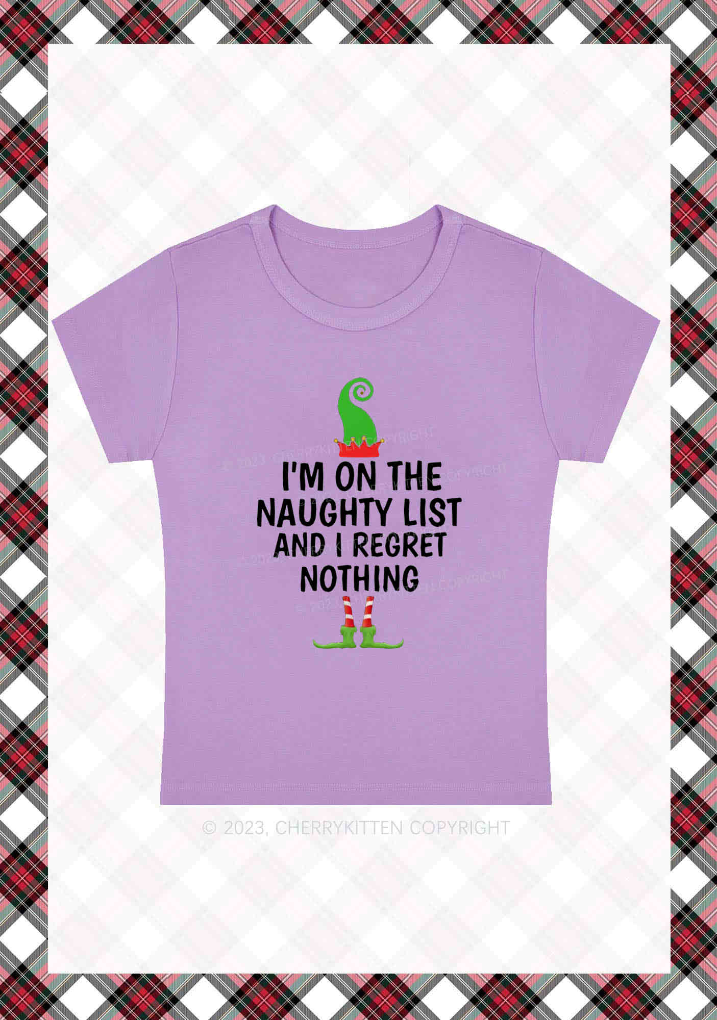 I'm On The Naughty List Christmas Y2K Baby Tee Cherrykitten