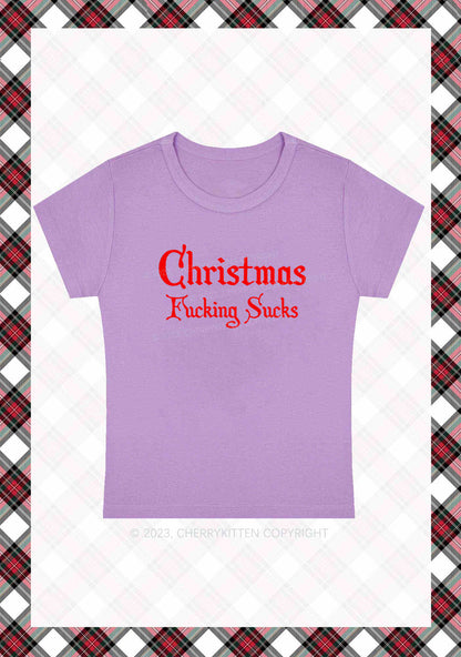 Christmas Sucks Y2K Baby Tee Cherrykitten