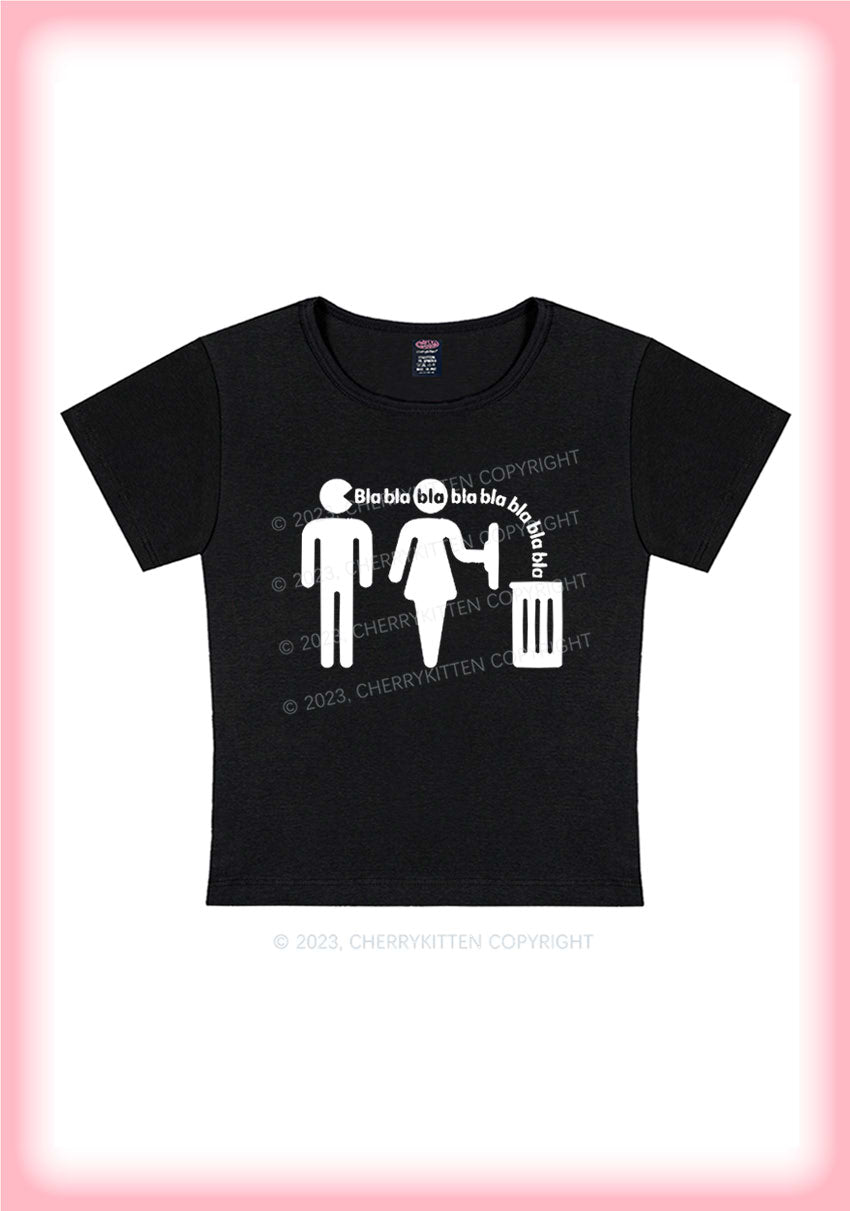 Valentine's Day Bla Bla Bla Bla Y2K Baby Tee Cherrykitten