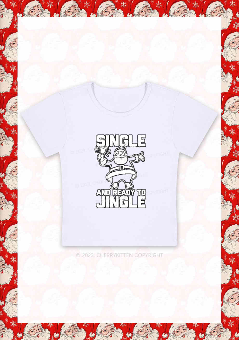 Single Santa Ready To Jingle Christmas Y2K Baby Tee Cherrykitten