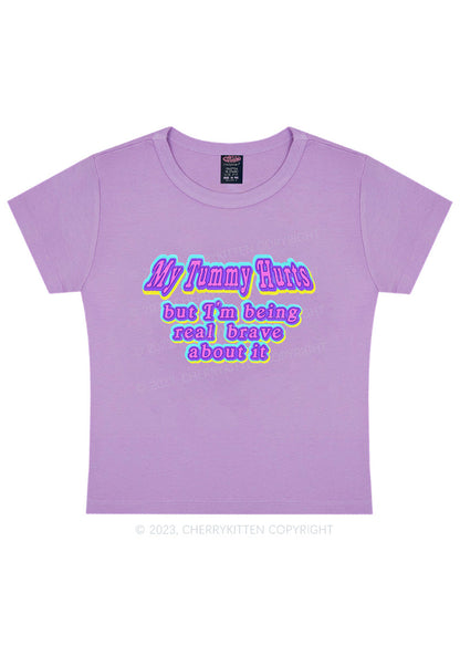 Curvy My Tummy Hurts Y2K Baby Tee Cherrykitten