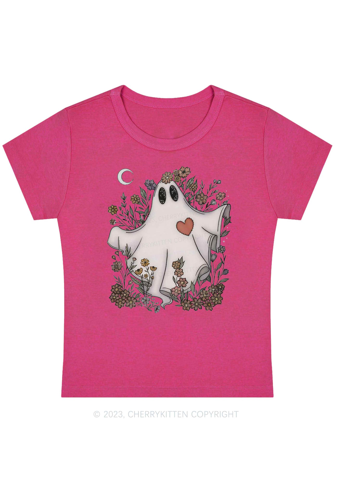 Floral Ghost Halloween Baby Tee Cherrykitten