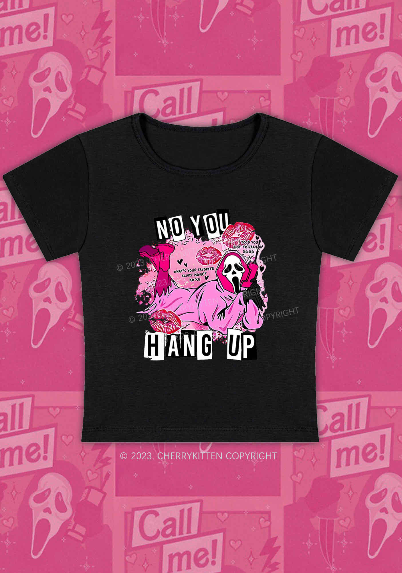 Pink Ghost Lying Halloween Y2K Baby Tee Cherrykitten