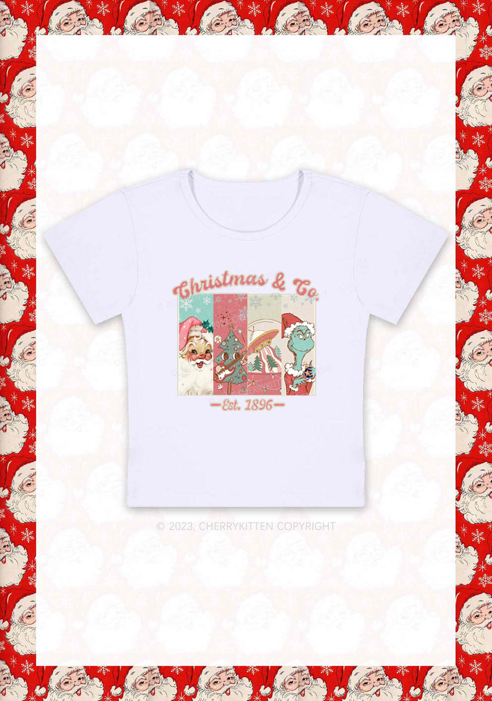 Retro Pink Santa Christmas Y2K Baby Tee Cherrykitten