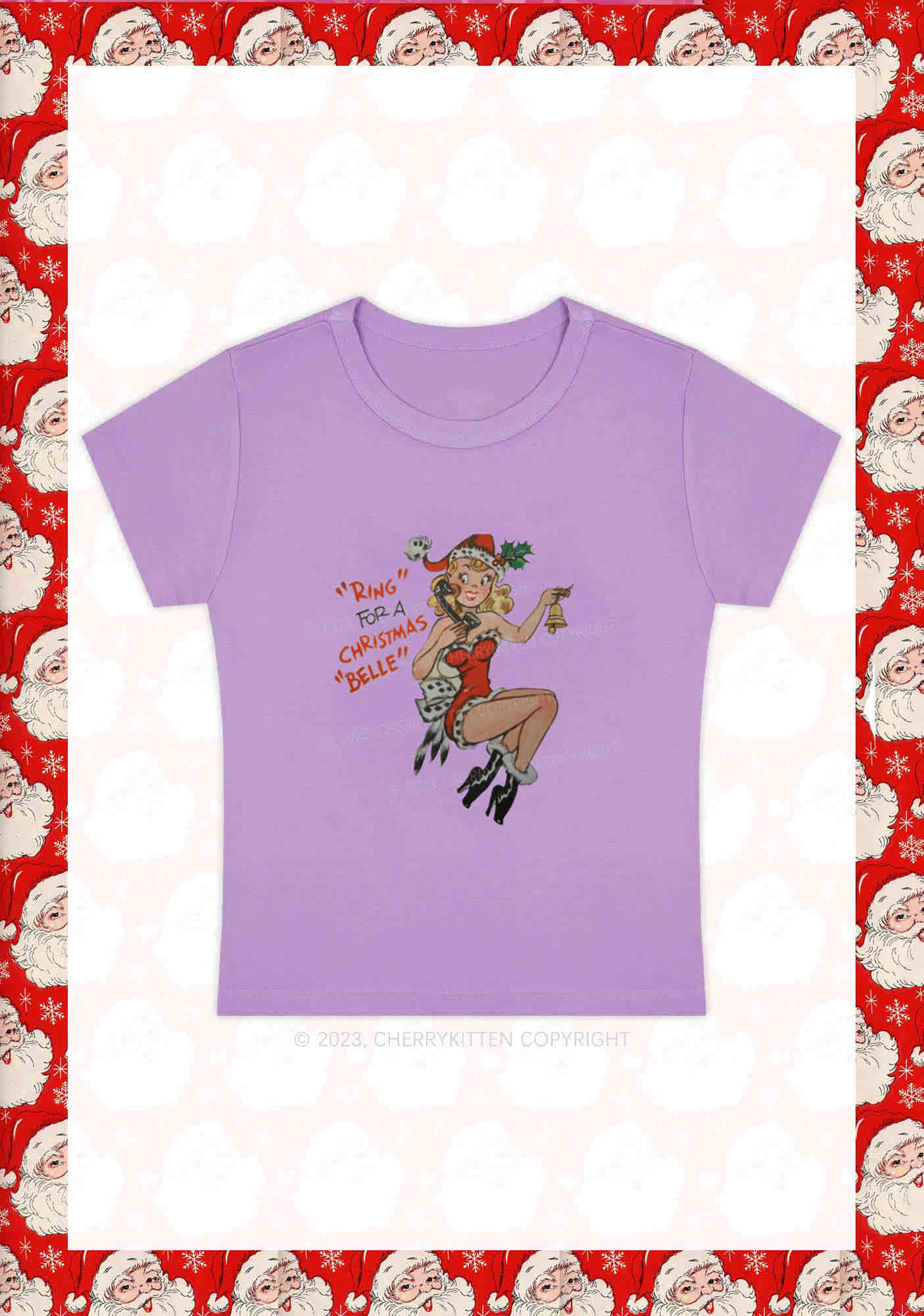 Ring For A Christmas Belle Y2K Baby Tee Cherrykitten