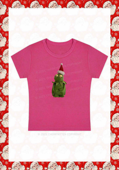 Christmas Plush Frog Y2K Baby Tee Cherrykitten