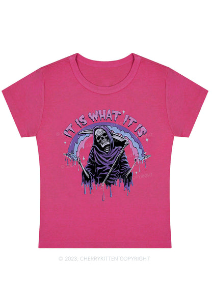 It Is What It Is Skeleton Halloween Baby Tee Cherrykitten