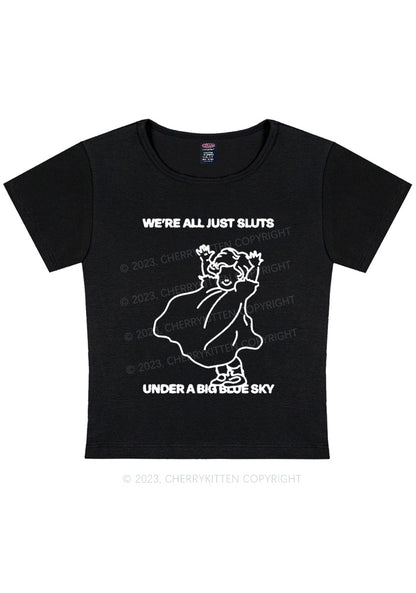 Curvy We're All Just Slxts Y2K Baby Tee Cherrykitten