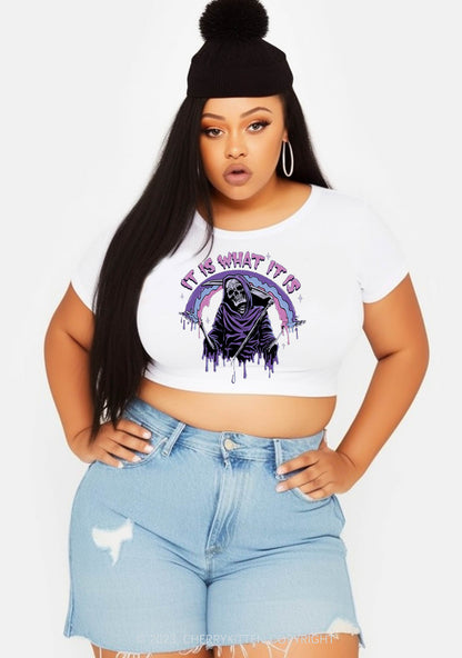 It Is What It Is Skeleton Halloween Baby Tee Cherrykitten