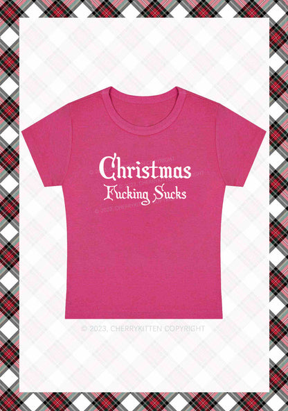 Christmas Sucks Y2K Baby Tee Cherrykitten
