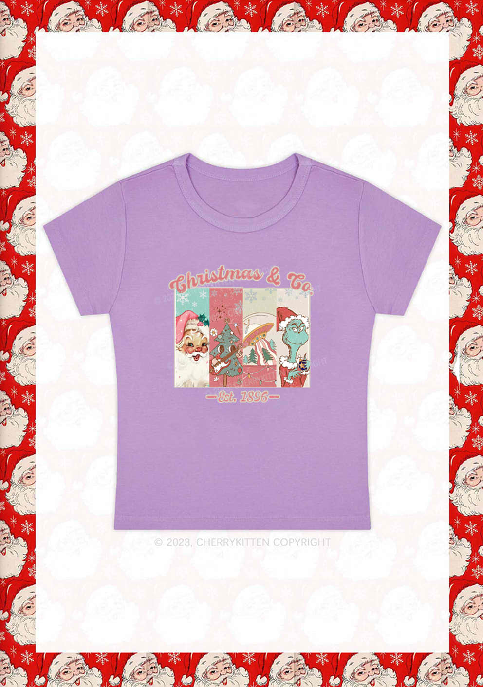 Retro Pink Santa Christmas Y2K Baby Tee Cherrykitten