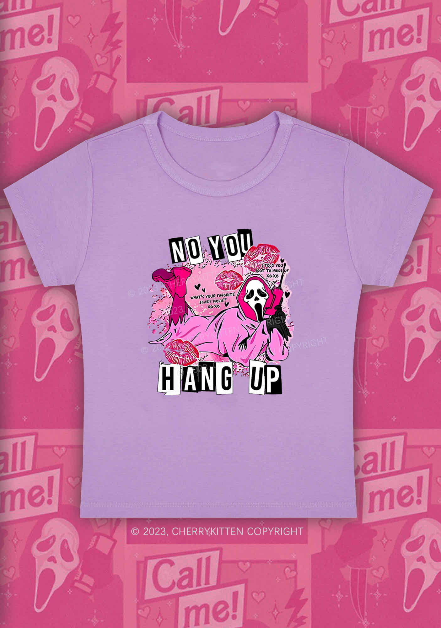 Pink Ghost Lying Halloween Y2K Baby Tee Cherrykitten