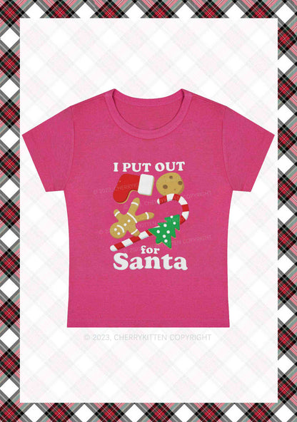 I Put Out For Santa Christmas Y2K Baby Tee Cherrykitten