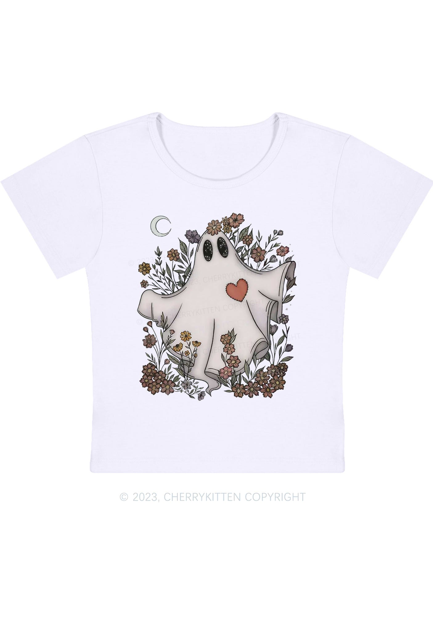 Floral Ghost Halloween Baby Tee Cherrykitten