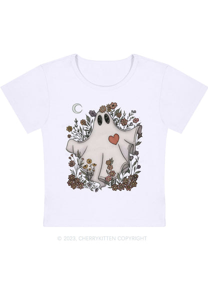 Floral Ghost Halloween Baby Tee Cherrykitten