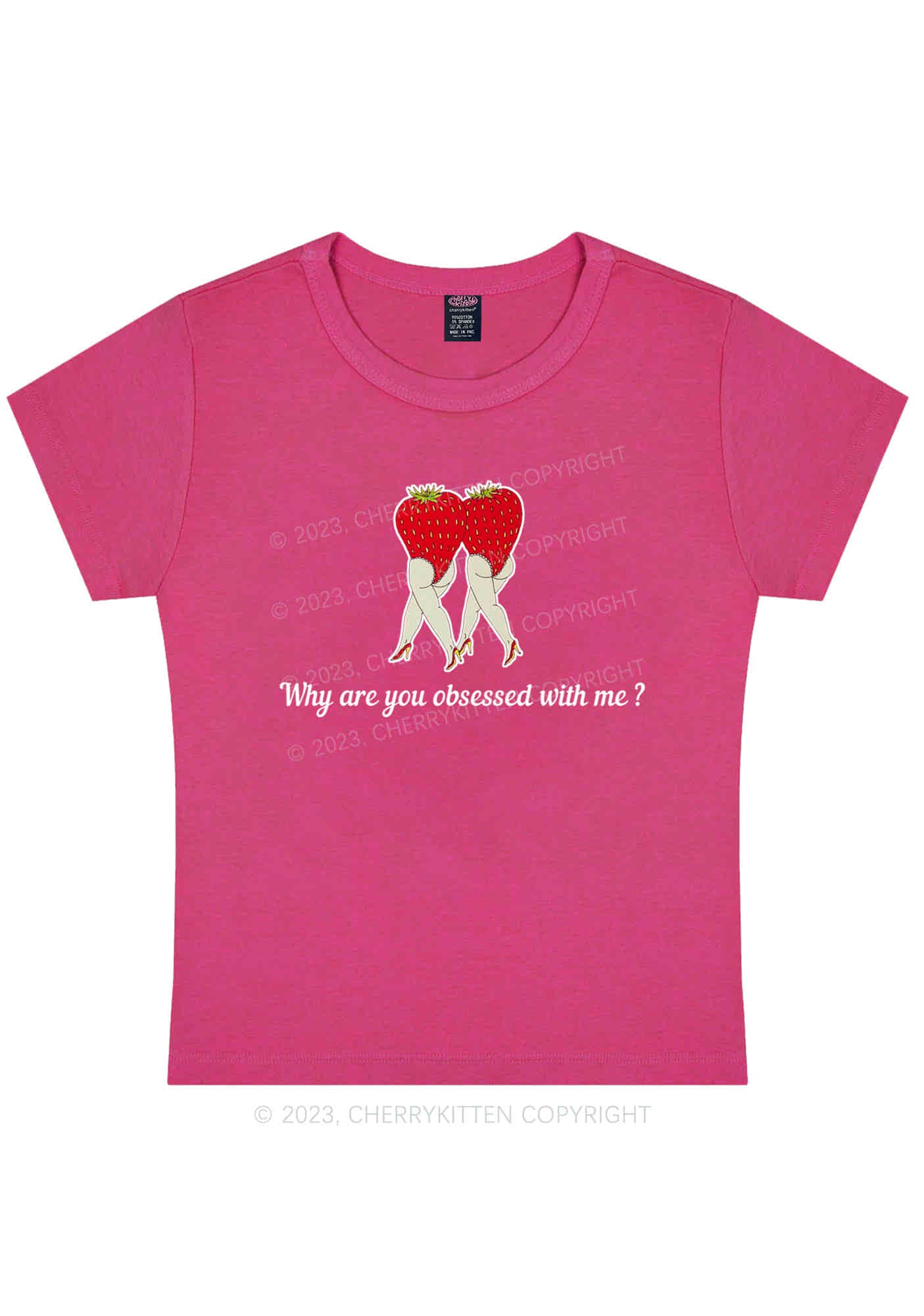 Curvy Why Are You Obsessed With Strawberries Baby Tee Cherrykitten