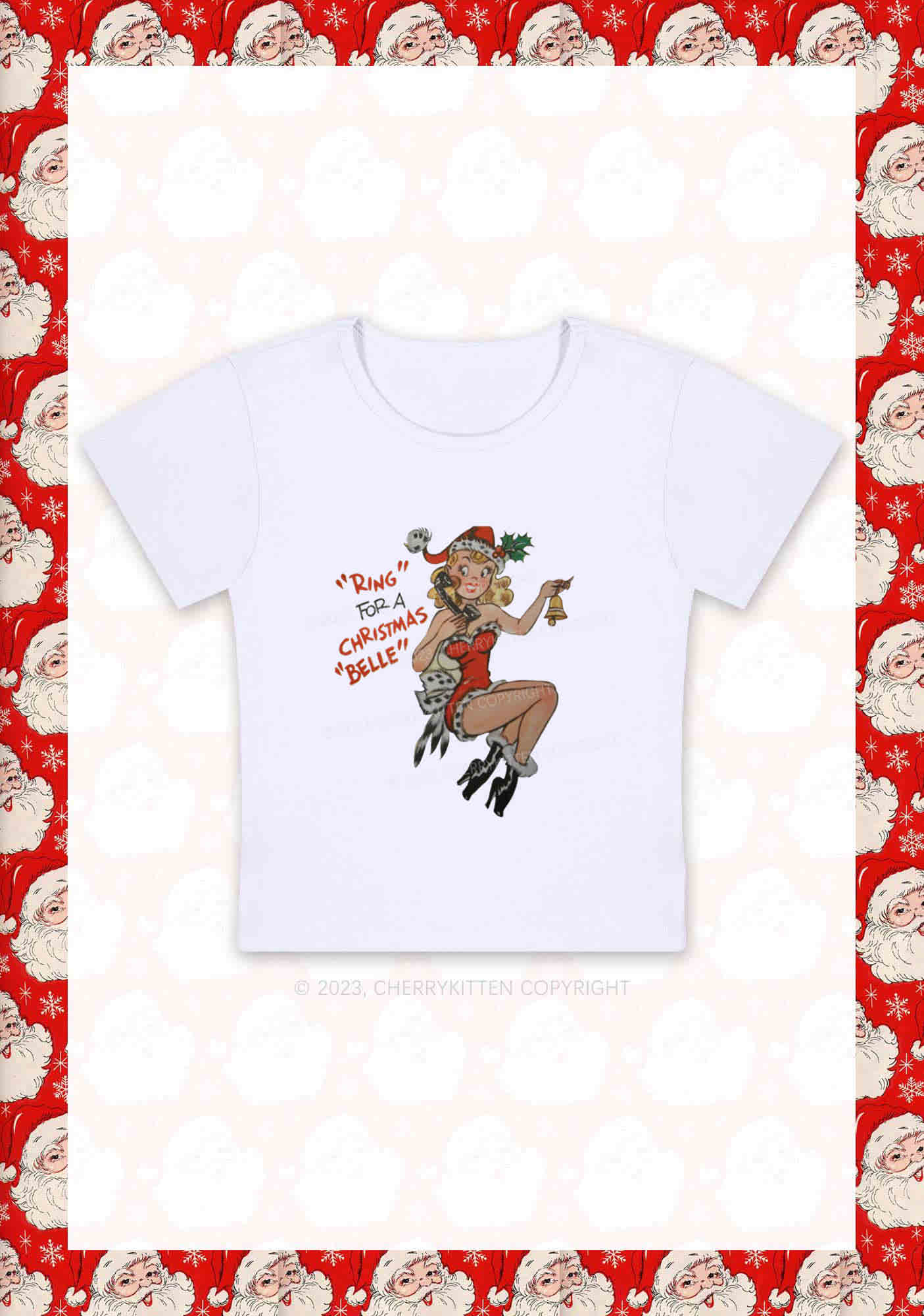 Ring For A Christmas Belle Y2K Baby Tee Cherrykitten