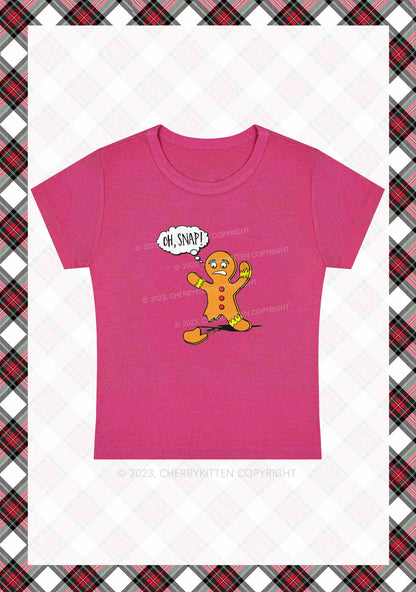 Oh Snap Gingerbread Man Christmas Y2K Baby Tee Cherrykitten