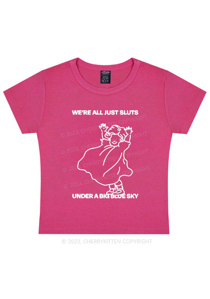 Curvy We're All Just Slxts Y2K Baby Tee Cherrykitten