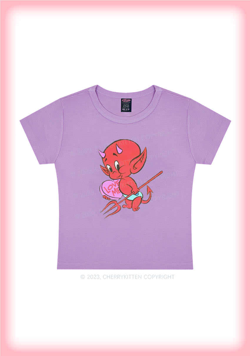 Valentine's Day Devil Love Me Y2K Baby Tee Cherrykitten