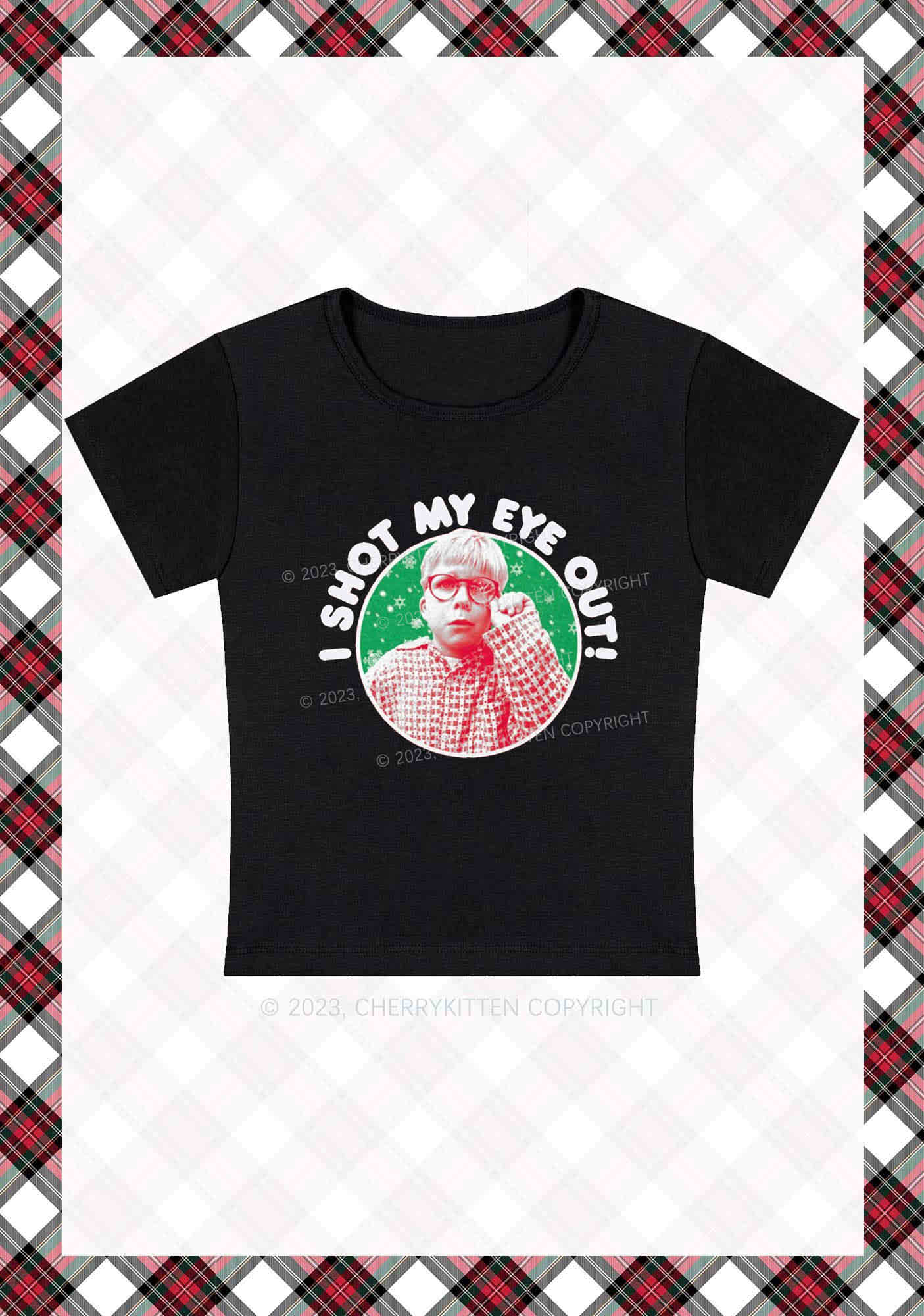 I Shot My Eye Out Christmas Y2K Baby Tee Cherrykitten