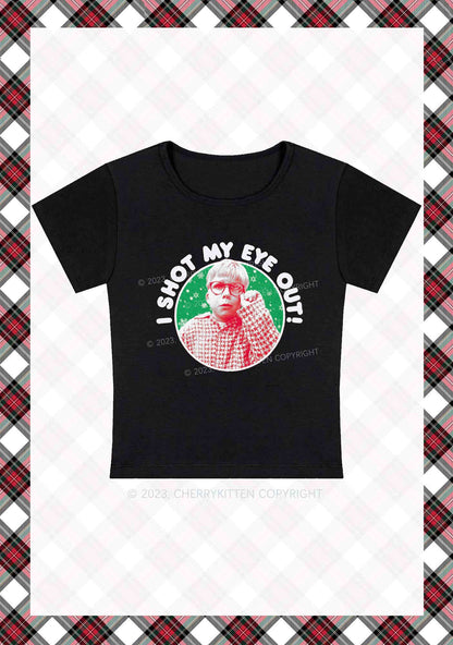 I Shot My Eye Out Christmas Y2K Baby Tee Cherrykitten