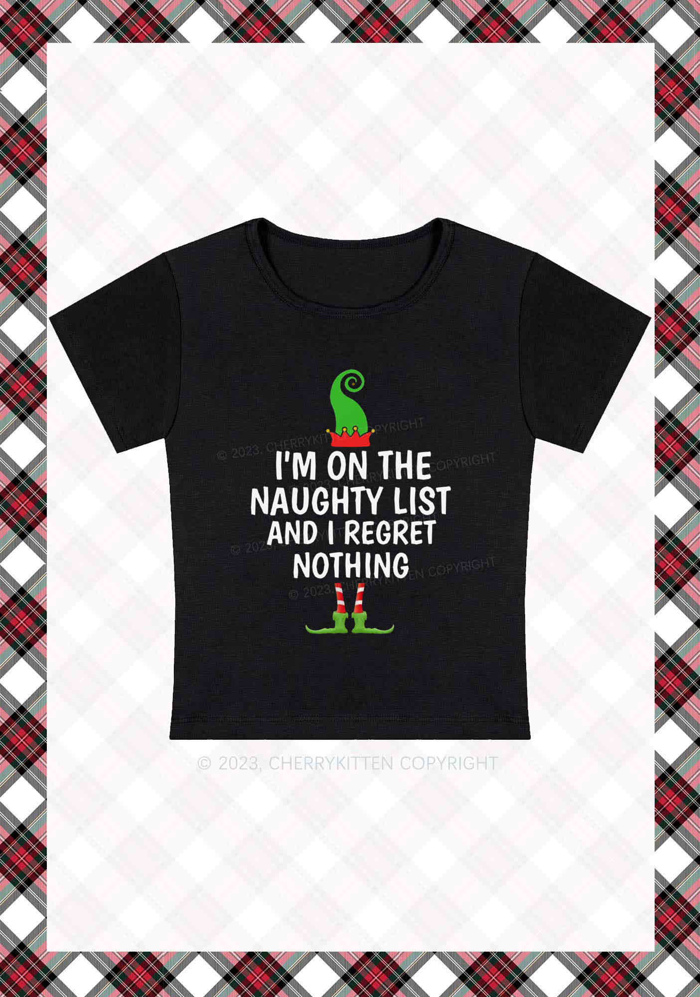 I'm On The Naughty List Christmas Y2K Baby Tee Cherrykitten