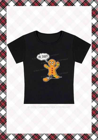 Oh Snap Gingerbread Man Christmas Y2K Baby Tee Cherrykitten