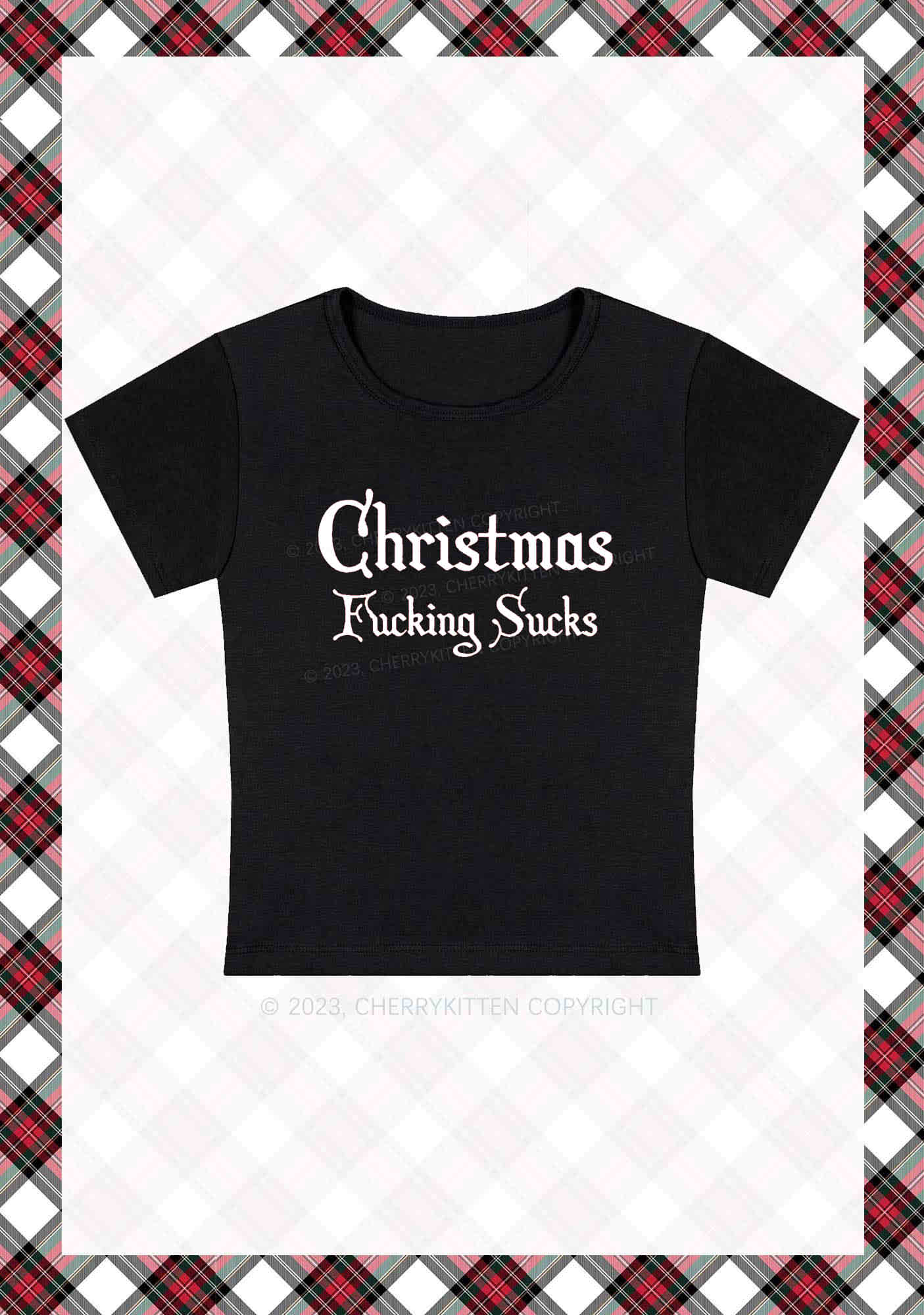 Christmas Sucks Y2K Baby Tee Cherrykitten