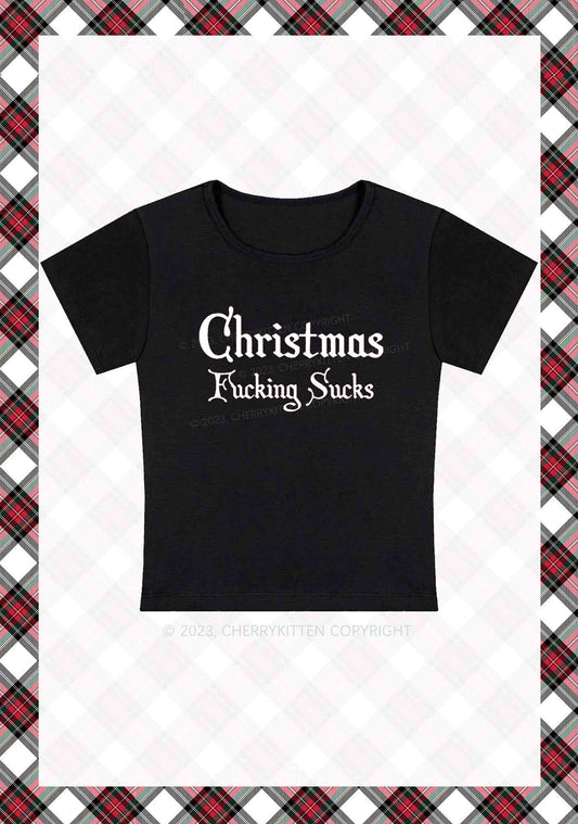 Christmas Sucks Y2K Baby Tee Cherrykitten