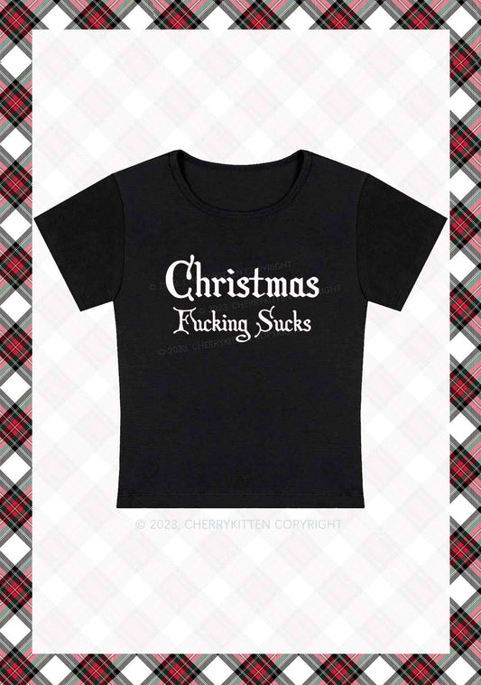 Christmas Sucks Y2K Baby Tee Cherrykitten