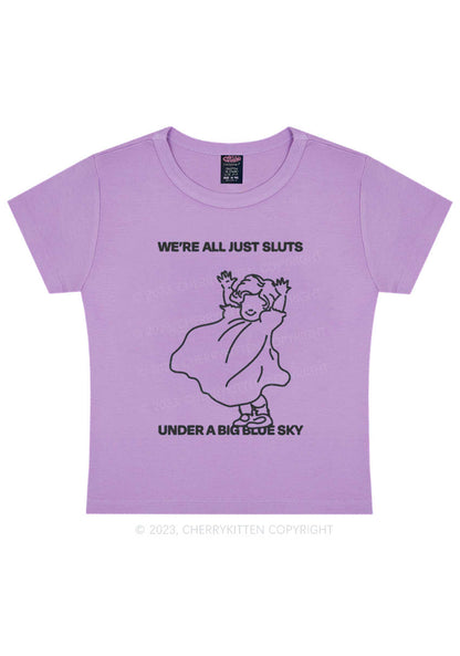 Curvy We're All Just Slxts Y2K Baby Tee Cherrykitten