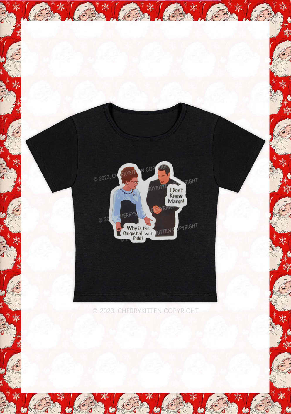 I Don't Know Margo Christmas Y2K Baby Tee Cherrykitten