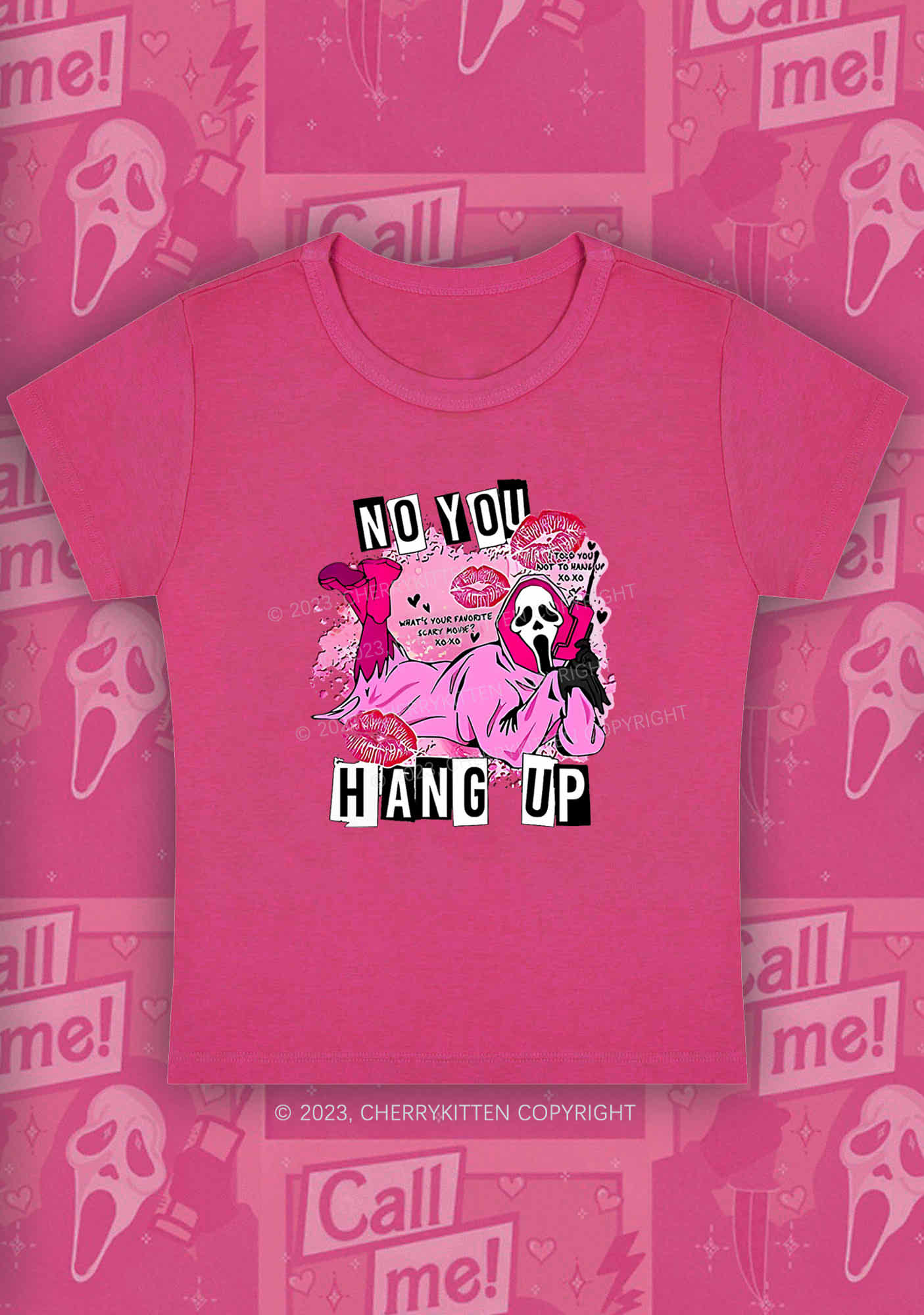 Pink Ghost Lying Halloween Y2K Baby Tee Cherrykitten