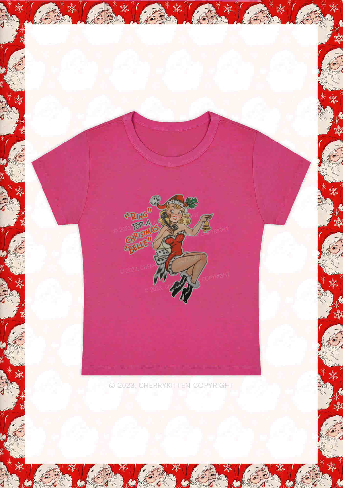 Ring For A Christmas Belle Y2K Baby Tee Cherrykitten