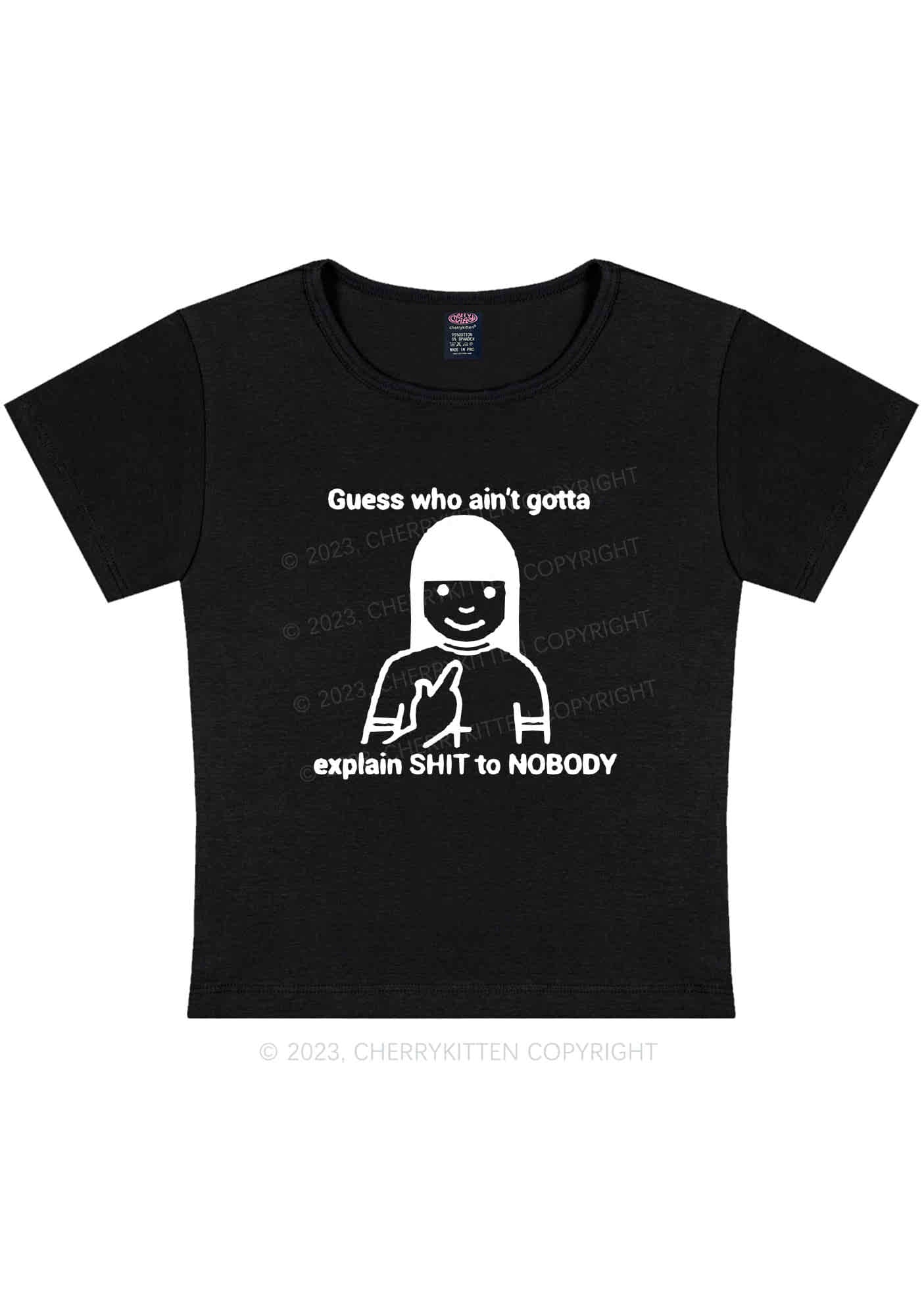 Curvy Who Explain Shxt To Nobody Y2K Baby Tee Cherrykitten