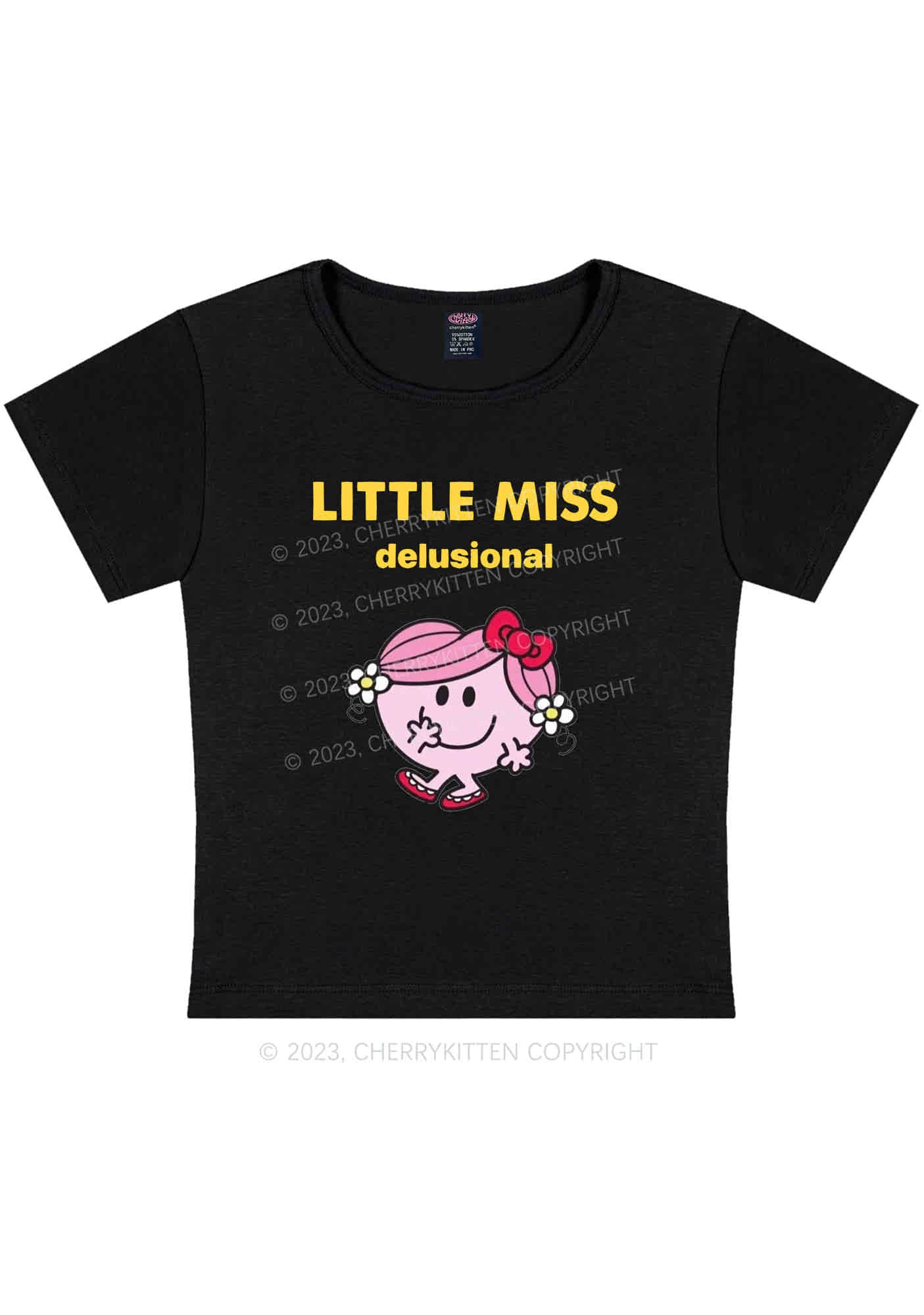 Little Miss Delusional Y2K Baby Tee Cherrykitten