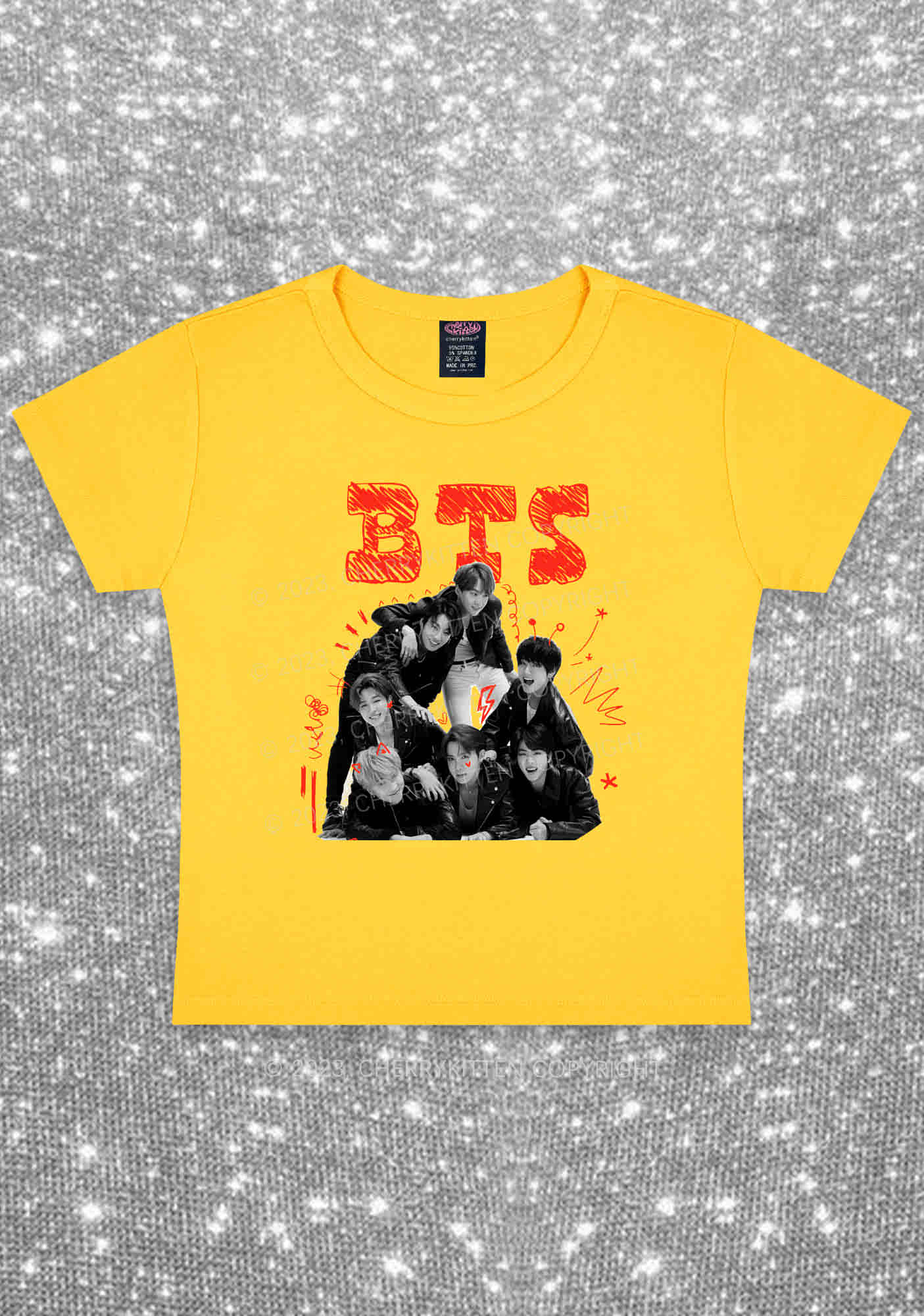 Graffiti Bangtan Kpop Y2K Baby Tee Cherrykitten