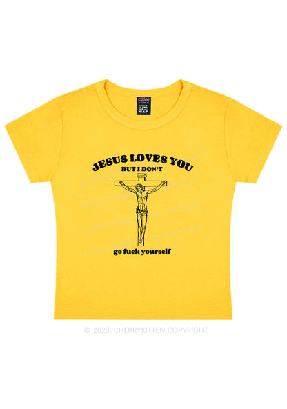 Jesus Loves You Y2K Baby Tee Cherrykitten